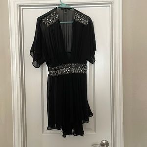 Women’s Sheer Black Top W/Beaded Embellishments. SZ Large